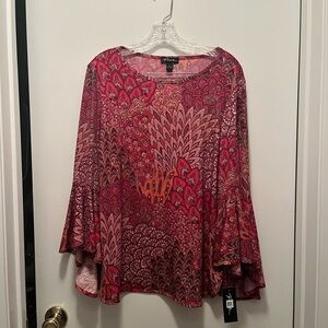 Stylish Women's Red and Pink Patterned Blouse